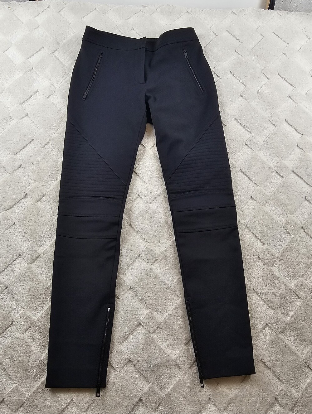 Burberry Biker Moto Trousers Womens 4 Black Ankle Zip